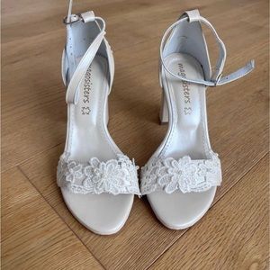 wedding heels: leather, ivory, lace, block heel